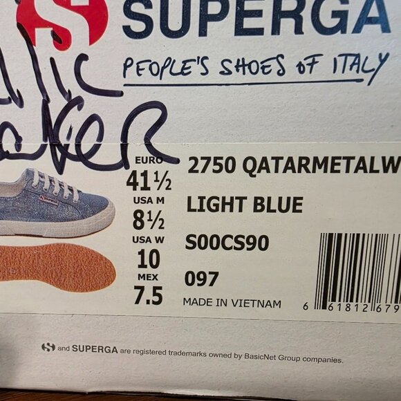 Superga 2750 Womens Light Blue Glitter Sneakers 10 US With Vulcanized Sole - Picture 5 of 5